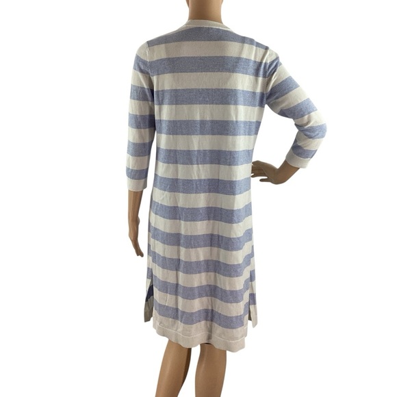 Talbots Petite Open Front Striped Duster Cardigan Blue White Size SP - Picture 5 of 7